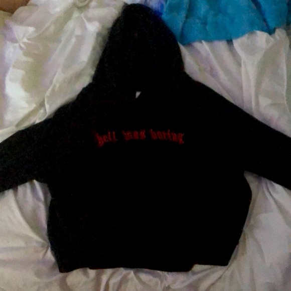 Cropped hoodie,Germinate,black,red,large - Picture 1 of 2
